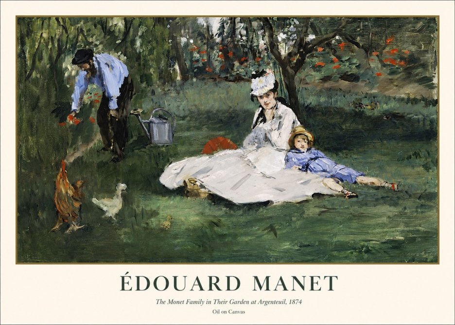Édouard Manet The Monet Family in Their Garden at Argenteuil, 1874 No1 - Poszter