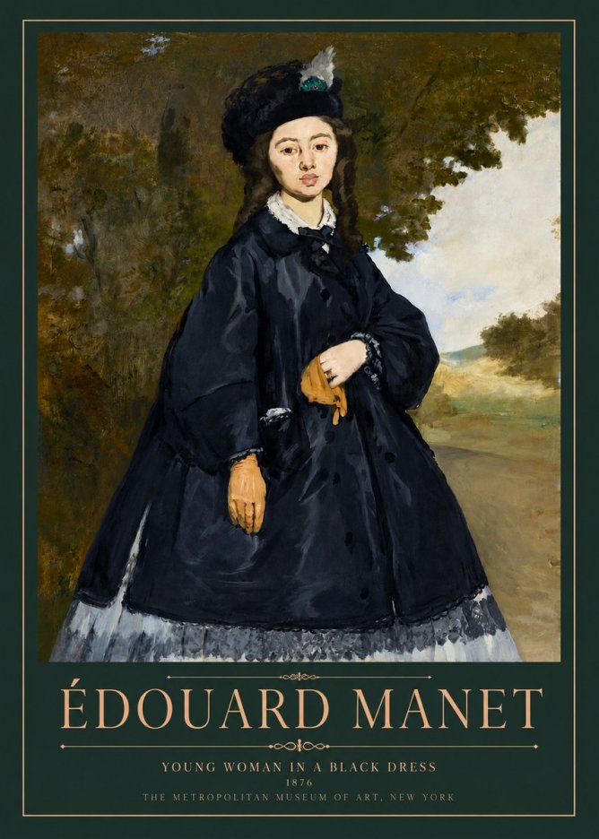 Édouard Manet Young Woman in a Black Dress No3 - Poszter