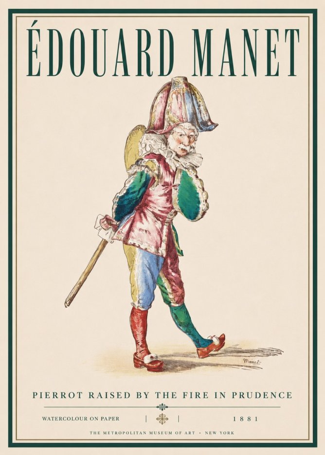 Édouard Manet Pierrot Raised by the Fire in Prudence No3 - Poszter