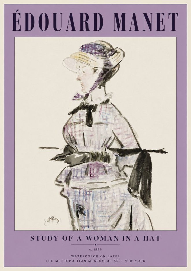 Édouard Manet Study of a Woman in a Hat No2 - Poszter