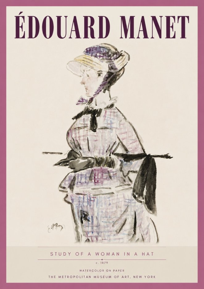 Édouard Manet Study of a Woman in a Hat No4 - Poszter