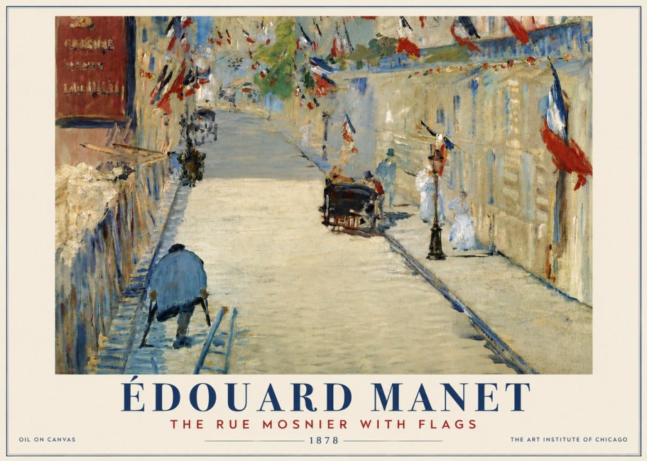 Édouard Manet The Rue Mosnier with Flags No4 - Poszter