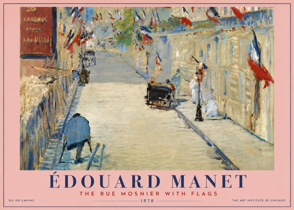Édouard Manet The Rue Mosnier with Flags No6 - Poszter