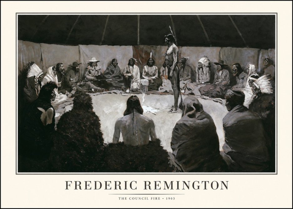 Frederic Remington The Council Fire II No1 - Poszter