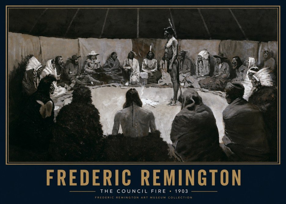 Frederic Remington The Council Fire II No5 - Poszter