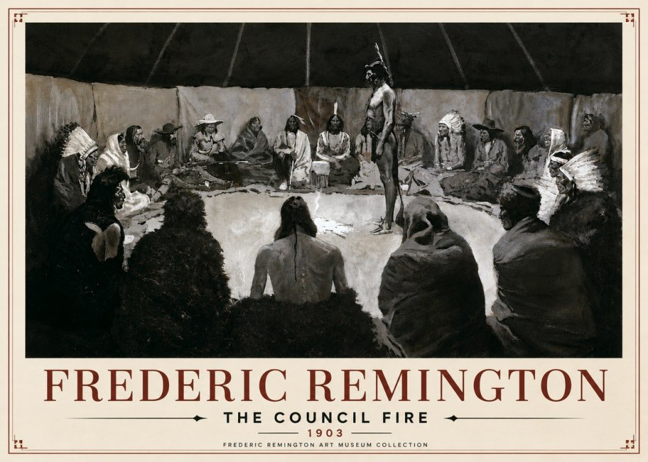 Frederic Remington The Council Fire II No6 - Poszter