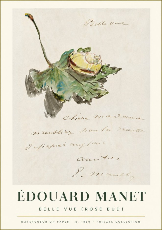 Édouard Manet A Rosebud with Leaf No2 - Poszter