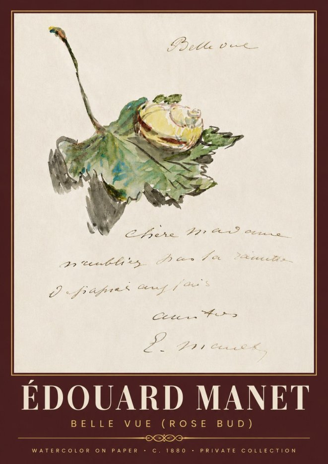 Édouard Manet A Rosebud with Leaf No6 - Poszter