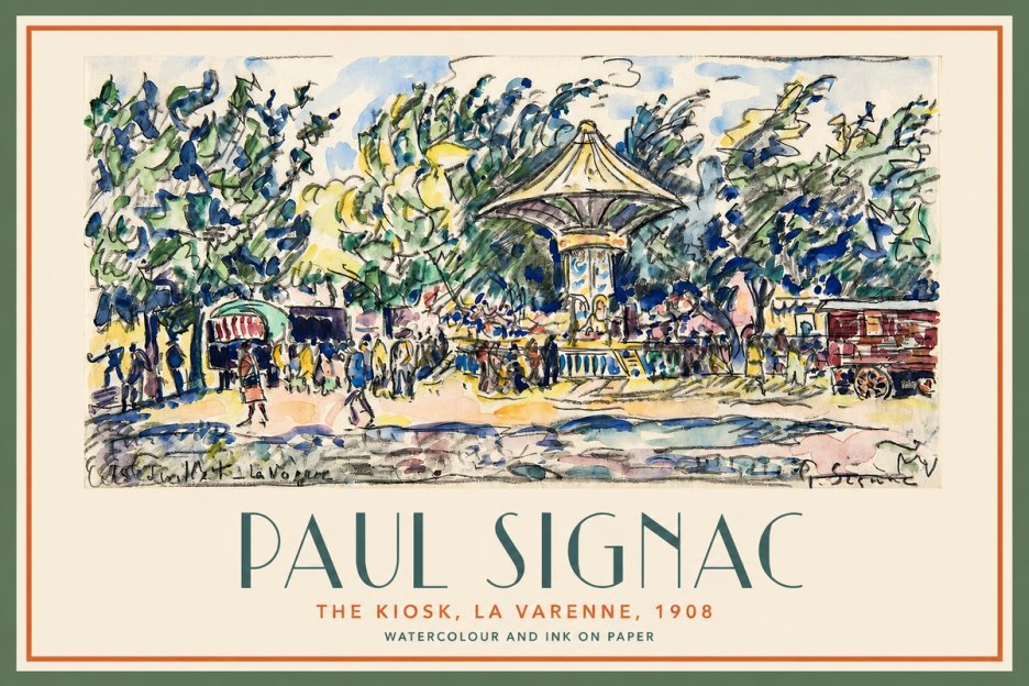 Signac The Kiosk, La Varenne, 1908 No2 - Poszter