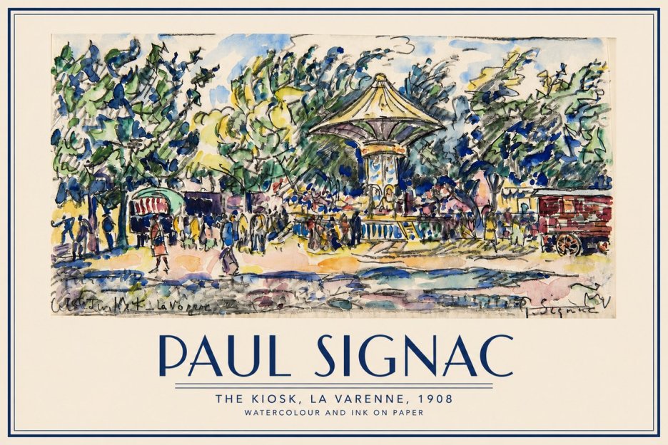 Signac The Kiosk, La Varenne, 1908 No3 - Poszter