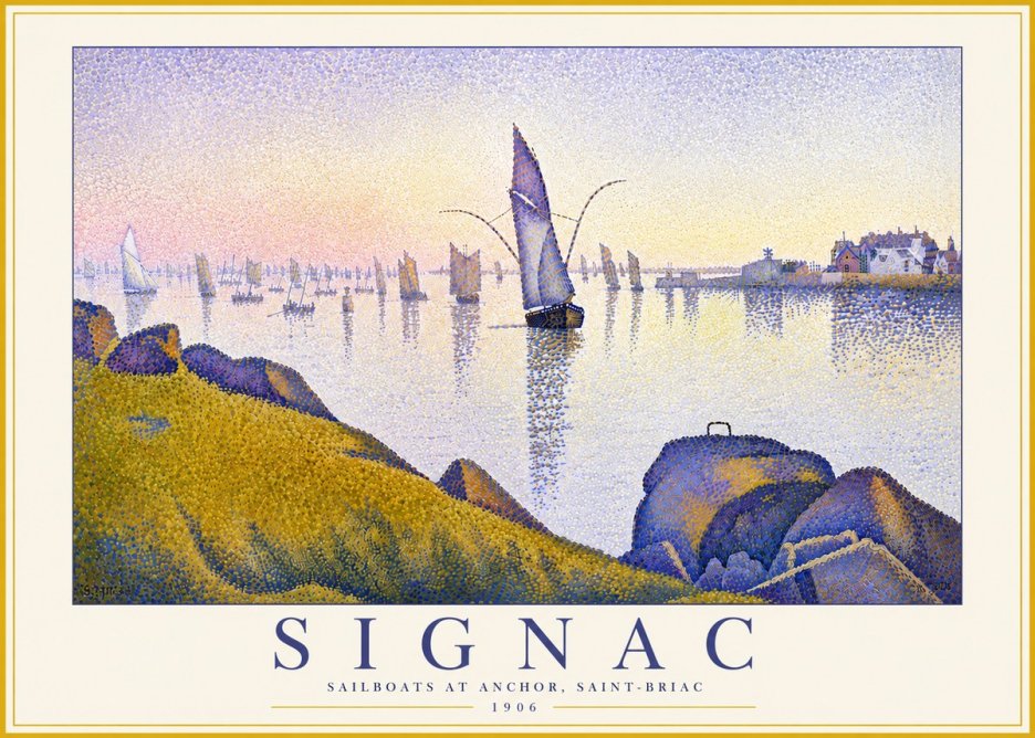 Signac Sailboats at Anchor, Saint-briac No6 - Poszter