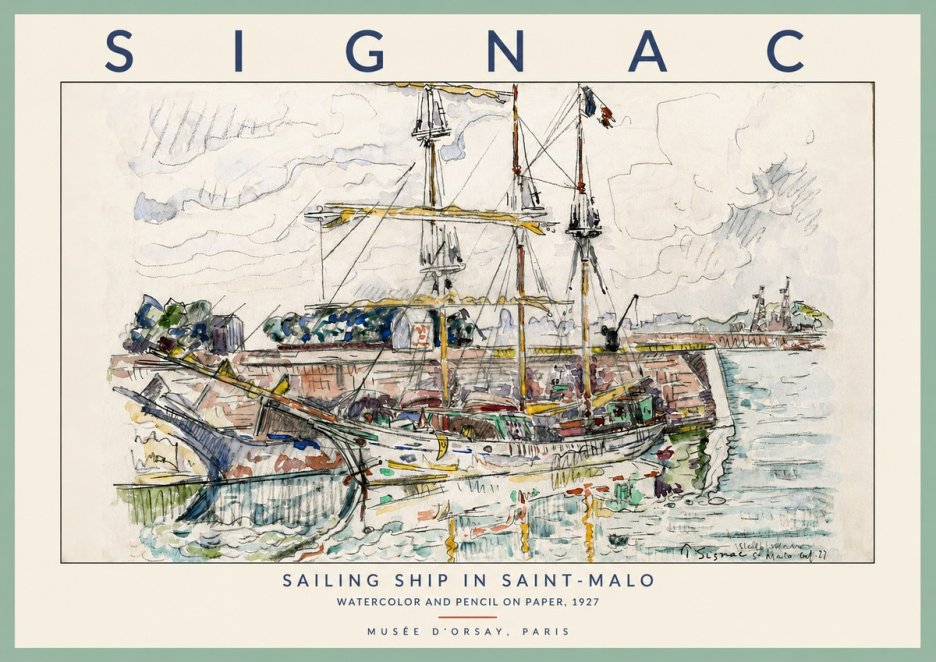 Signac Sailing Ship in Saint-malo No2 - Poszter