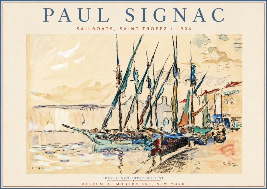 Signac Sailboats, Saint-tropez No6 - Poszter