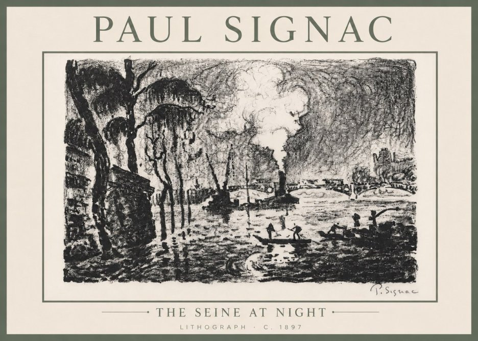 Signac The Seine at Night No6 - Poszter