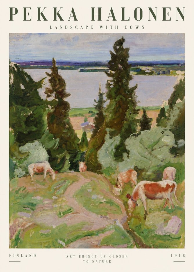 Pekka Halonen Landscape with Cows No4 - Poszter