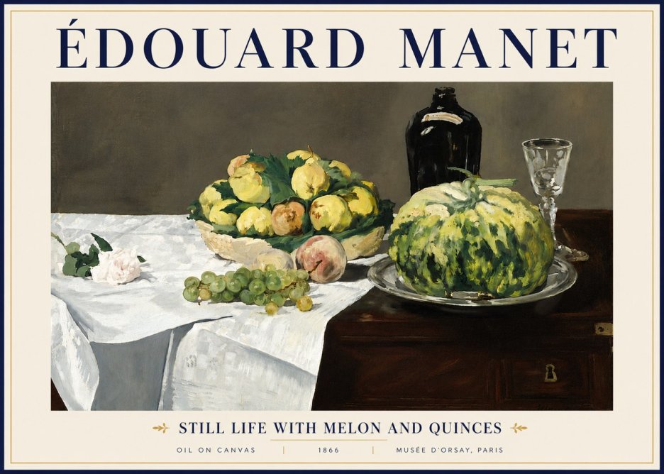 Édouard Manet Still Life with Melon and Quinces No5 - Poszter