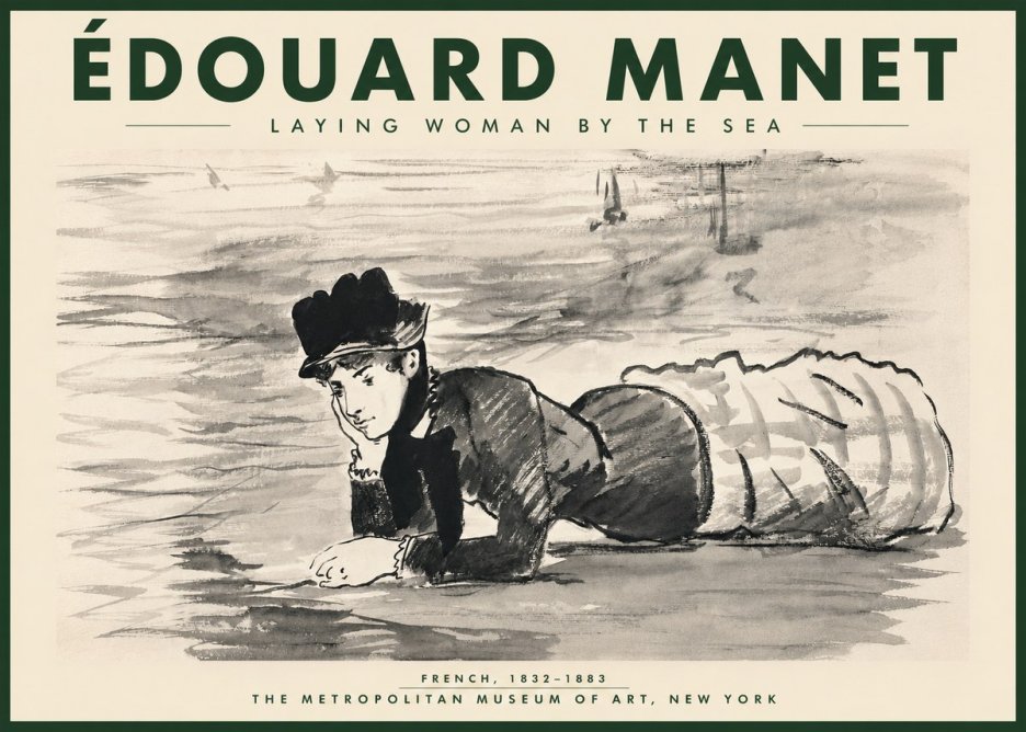 Édouard Manet Laying Woman by the Sea No4 - Poszter
