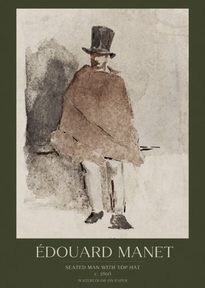 Édouard Manet Seated Man with Top Hat No1 - Poszter
