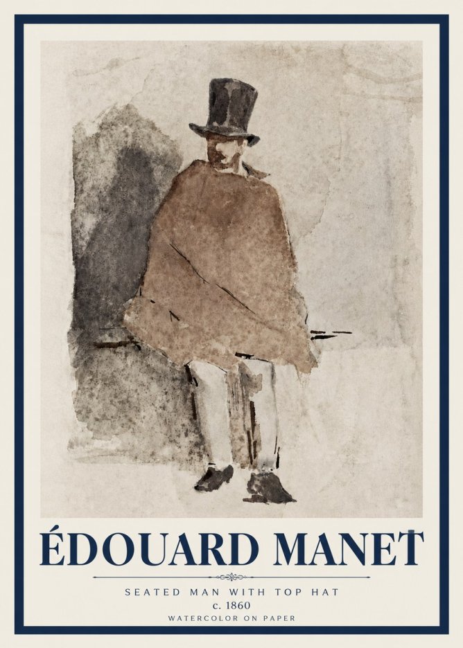 Édouard Manet Seated Man with Top Hat No3 - Poszter