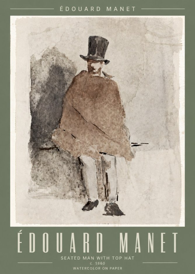 Édouard Manet Seated Man with Top Hat No4 - Poszter