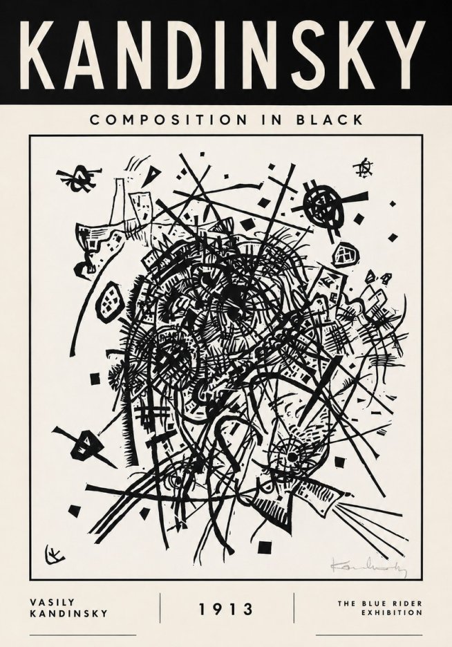 Kandinsky Composition in Black No3 - Poszter