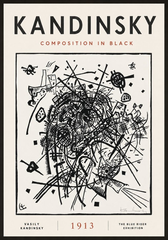 Kandinsky Composition in Black No4 - Poszter