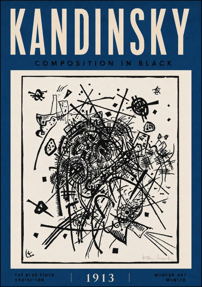 Kandinsky Composition in Black No5 - Poszter