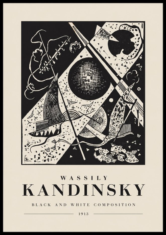 Kandinsky Black and White Composition No1 - Poszter