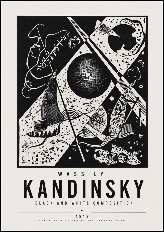 Kandinsky Black and White Composition No5 - Poszter