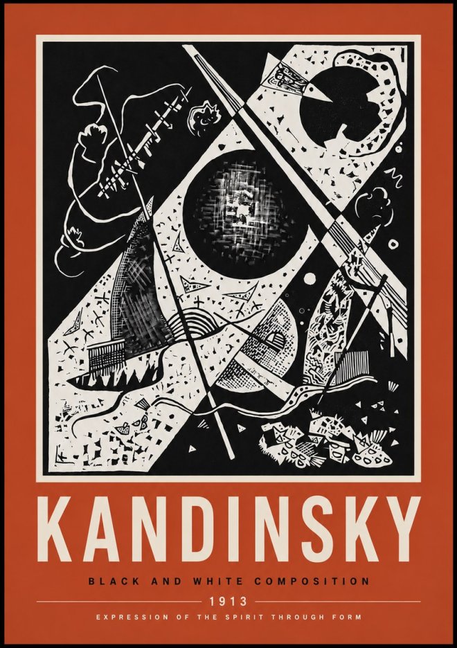 Kandinsky Black and White Composition No6 - Poszter