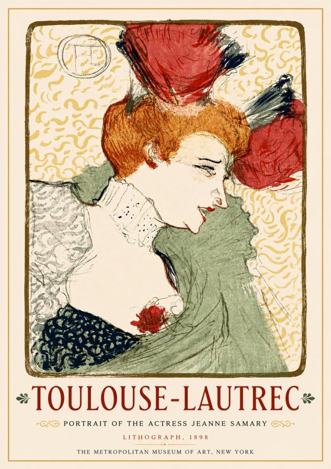Toulouse-Lautrec Portrait of the Actress Jeanne Samary No4 - Poszter
