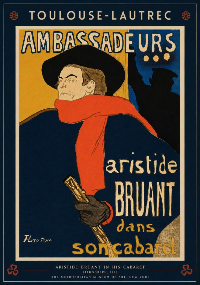 Toulouse-Lautrec Aristide Bruant in His Cabaret I No2 - Poszter