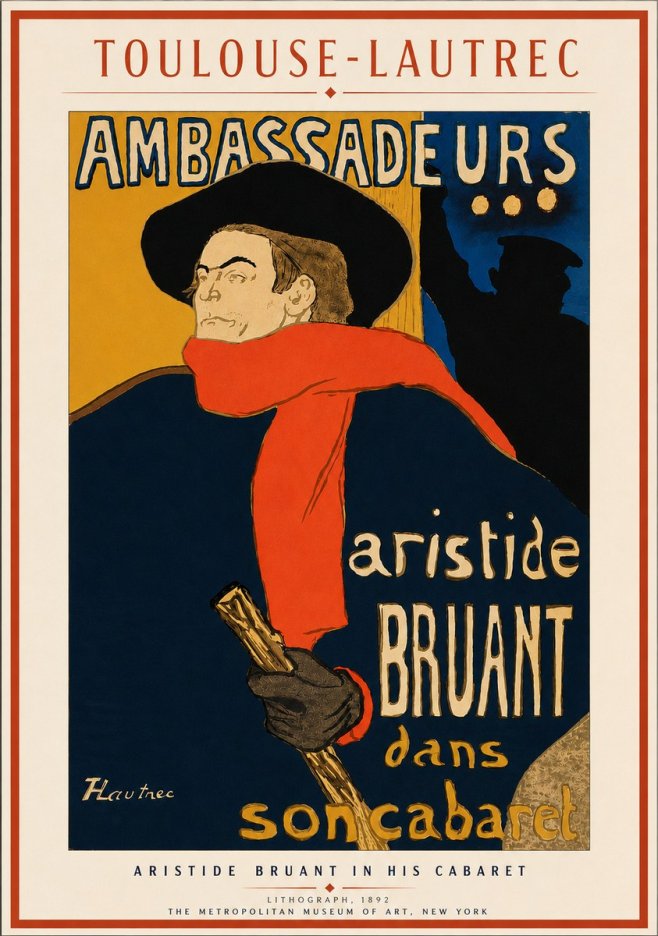 Toulouse-Lautrec Aristide Bruant in His Cabaret I No3 - Poszter