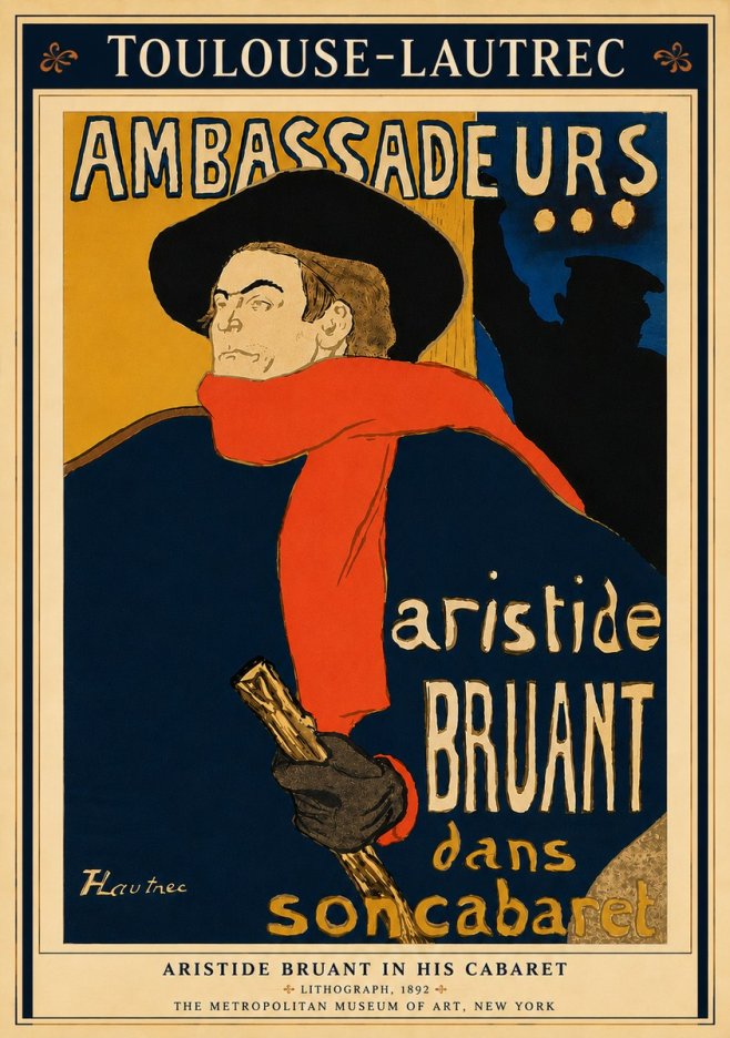 Toulouse-Lautrec Aristide Bruant in His Cabaret I No6 - Poszter
