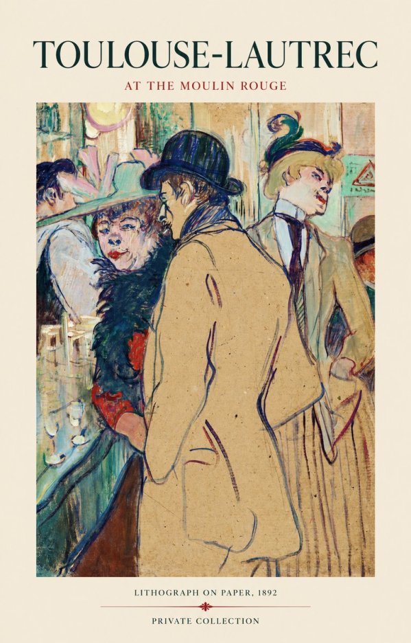 Toulouse-Lautrec At the Moulin Rouge II No1 - Poszter