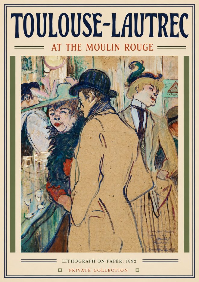 Toulouse-Lautrec At the Moulin Rouge II No6 - Poszter