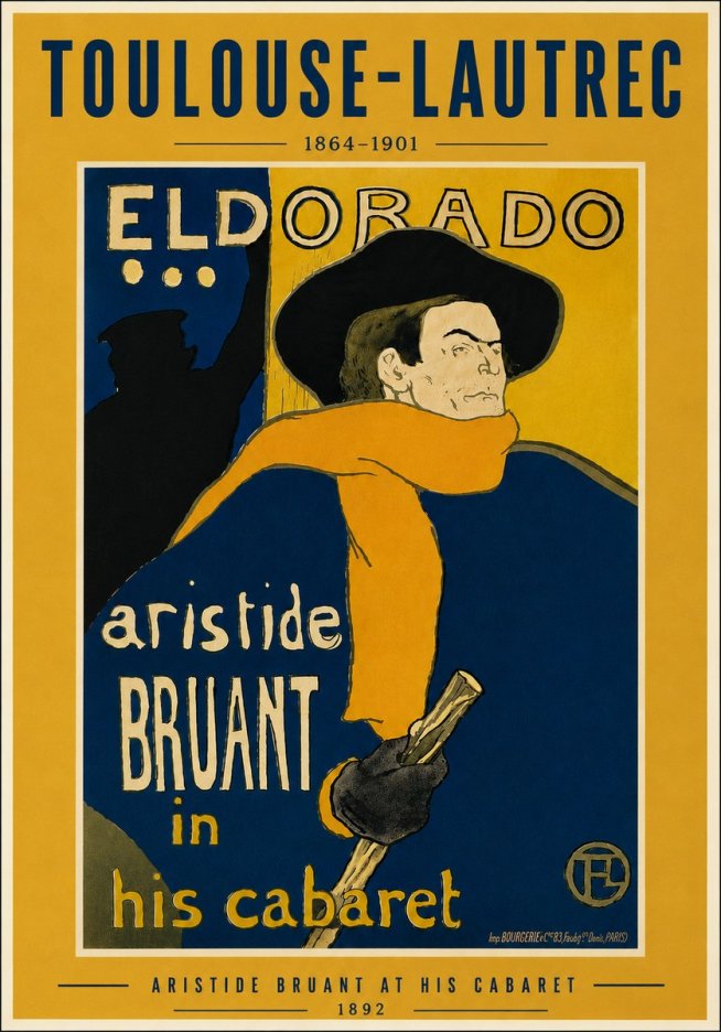 Toulouse-Lautrec Aristide Bruant at His Cabaret No6 - Poszter