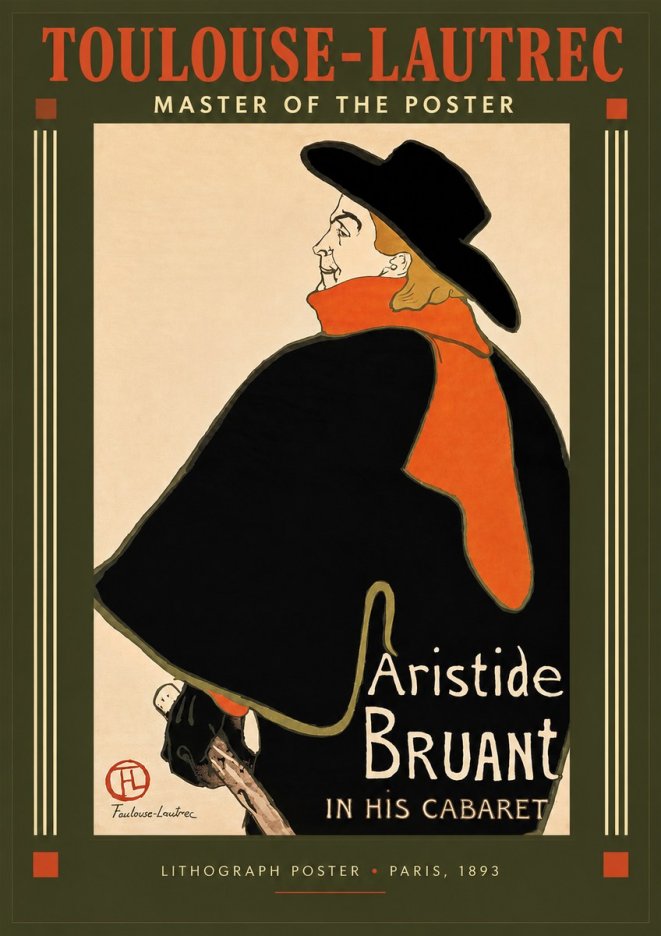 Toulouse-Lautrec Aristide Bruant in His Cabaret II No2 - Poszter