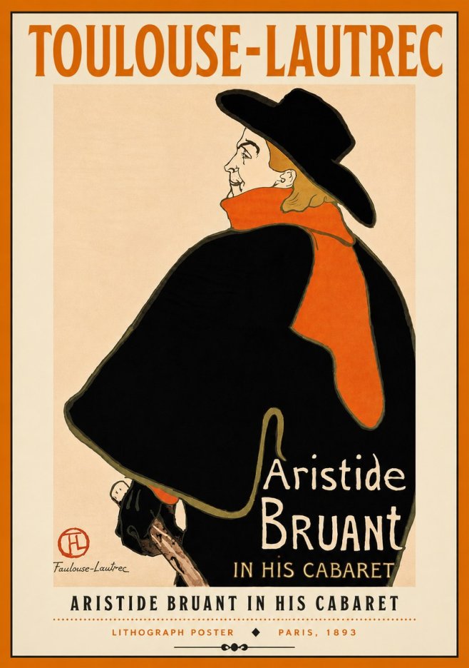 Toulouse-Lautrec Aristide Bruant in His Cabaret II No4 - Poszter