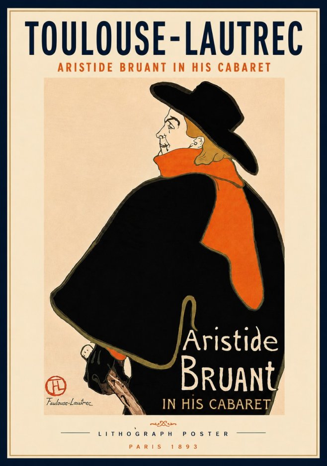 Toulouse-Lautrec Aristide Bruant in His Cabaret II No5 - Poszter