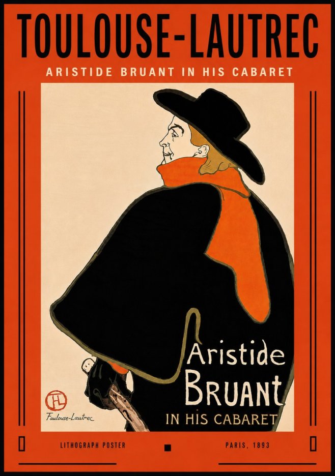 Toulouse-Lautrec Aristide Bruant in His Cabaret II No6 - Poszter