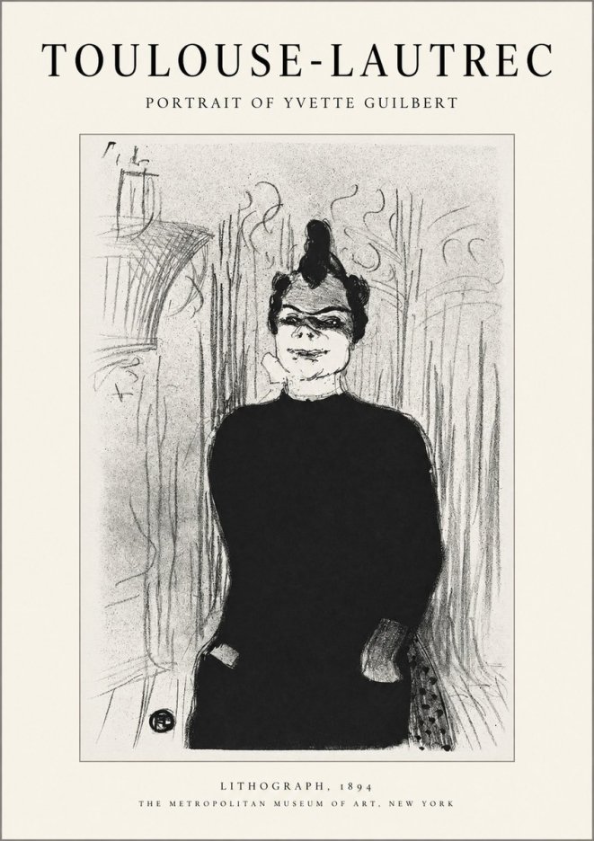 Toulouse-Lautrec Portrait of Yvette Guilbert No2 - Poszter