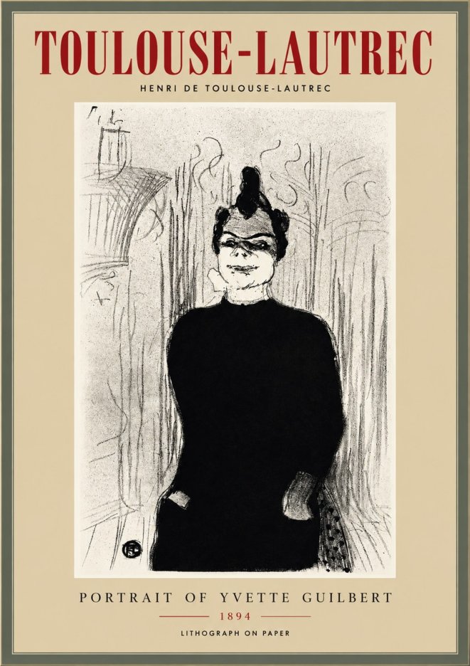 Toulouse-Lautrec Portrait of Yvette Guilbert No3 - Poszter