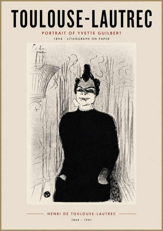 Toulouse-Lautrec Portrait of Yvette Guilbert No4 - Poszter