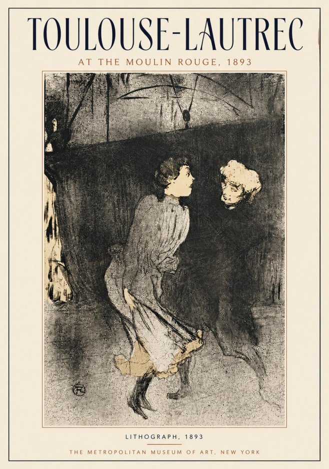 Toulouse-Lautrec At the Moulin Rouge VI No4 - Poszter