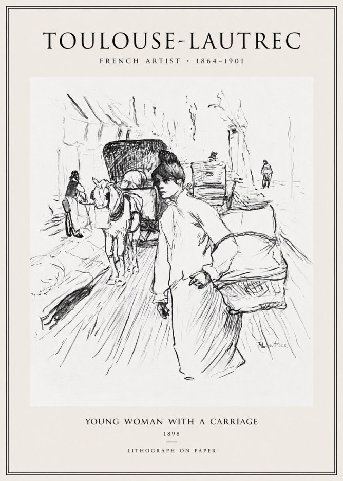 Toulouse-Lautrec Young Woman with a Carriage No1 - Poszter