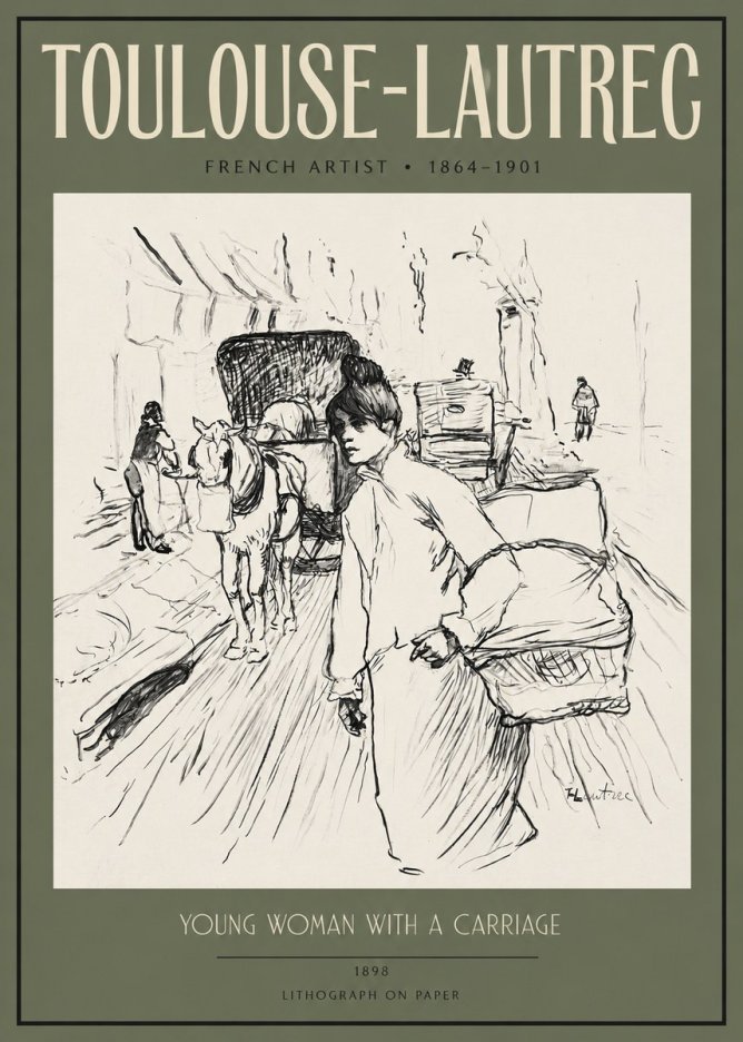 Toulouse-Lautrec Young Woman with a Carriage No2 - Poszter