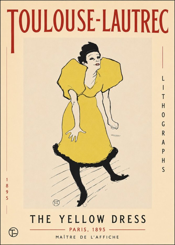 Toulouse-Lautrec The Yellow Dress No3 - Poszter