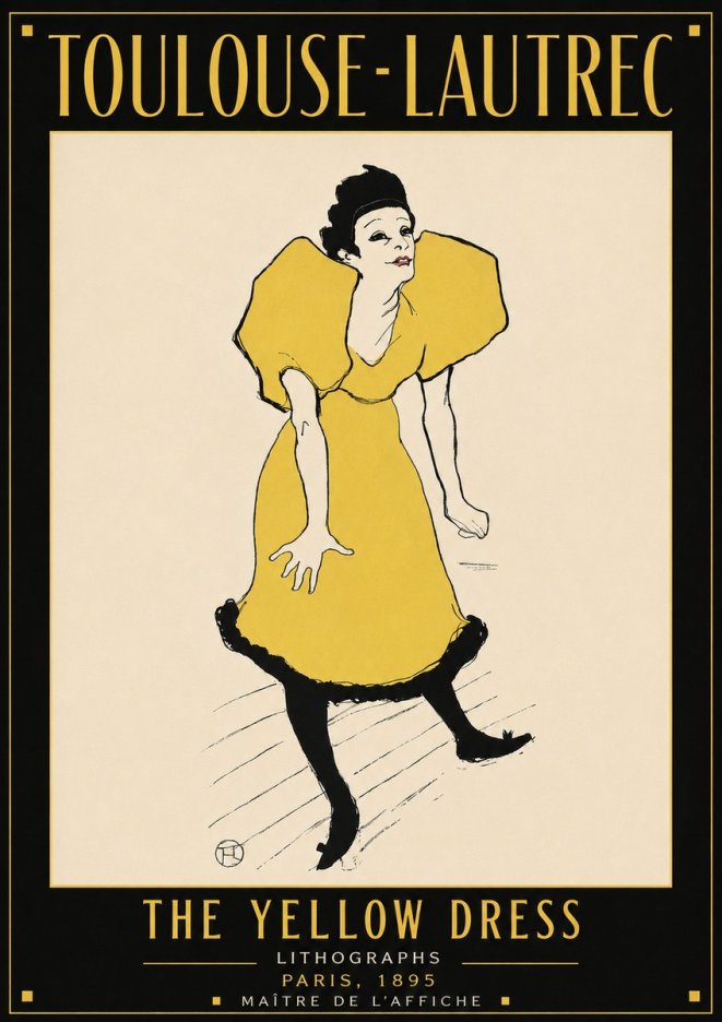 Toulouse-Lautrec The Yellow Dress No4 - Poszter