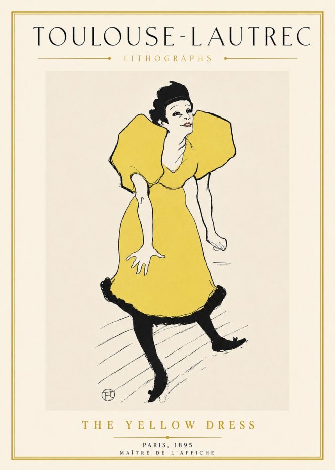 Toulouse-Lautrec The Yellow Dress No5 - Poszter